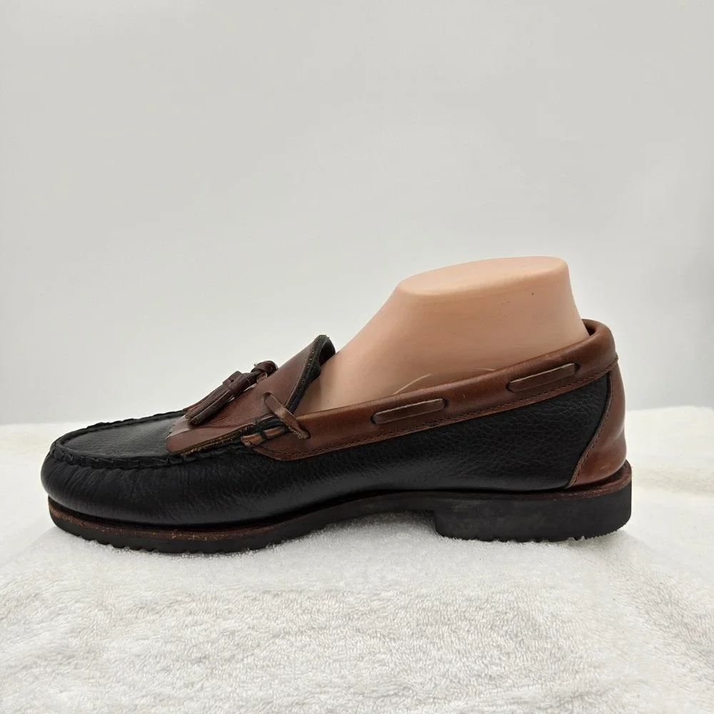 Allen Edmonds Nashua Mens Size 10 D Black/Brown Leather Kiltie Tassel Loafers